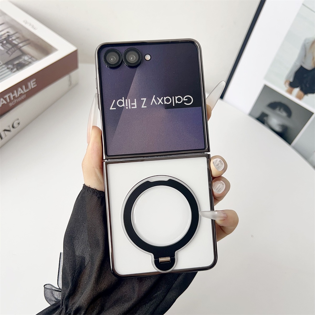 Phone Accessories Ring Holder - 360度回転リングホルダー付きスマホケース Samsung Galaxy Z Flip 8