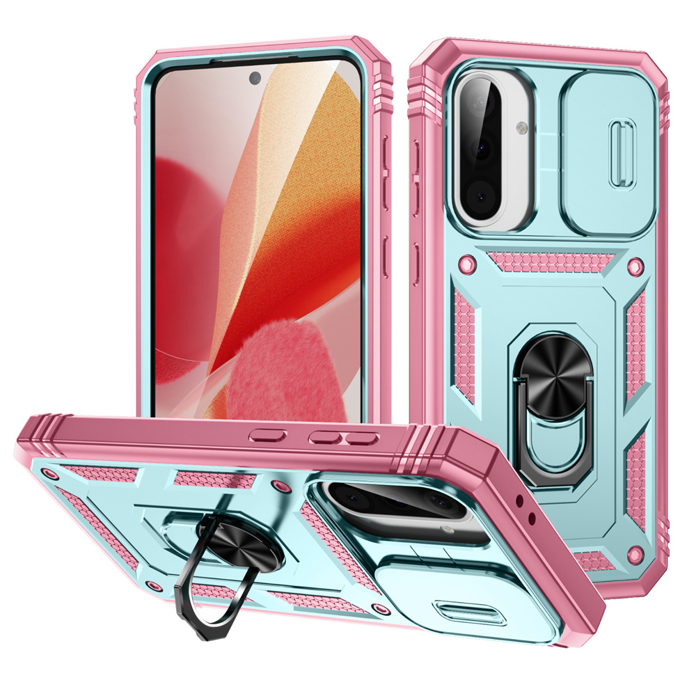 Phone Accessories Ring Holder - 360度回転リングホルダー付きキックスタンド、スライド式カメラ保護機能搭載のスマホケース、Samsung Galaxy A56、A55、A54、A53、A36、A35、A26、A25、A17、A16、A15、A06対応