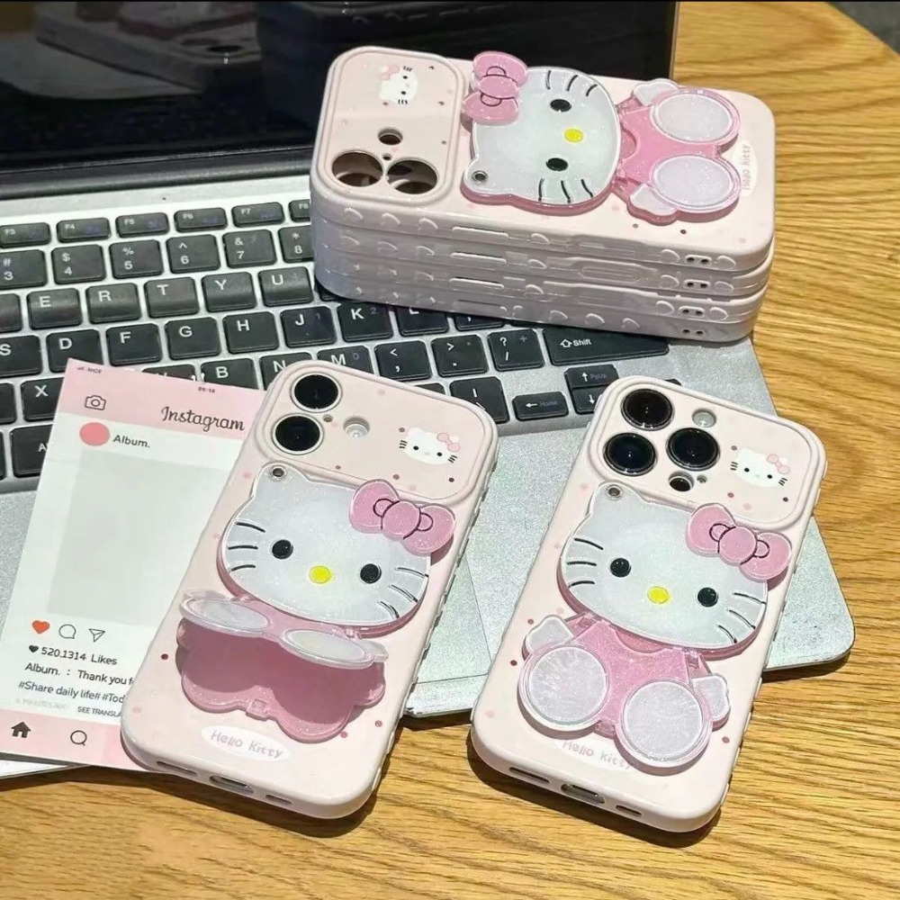 Phone Accessories Online - クリエイティブなアニメ周辺機器風のiPhoneケースホルダー（iPhone 17、16、15、14、13、12、11 ProMax対応）、3Dのかわいい漫画キャラクターの猫デザイン、ソフトシェル、ギフトに最適