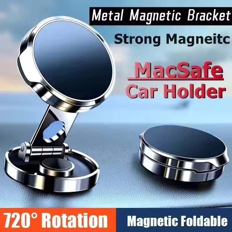 Phone Accessories And Gadget - 丸型折りたたみ式マグネットカーホルダー 360度回転式携帯電話ブラケットマウント 強力マグネット対応 iPhone/Samsungスタンド用