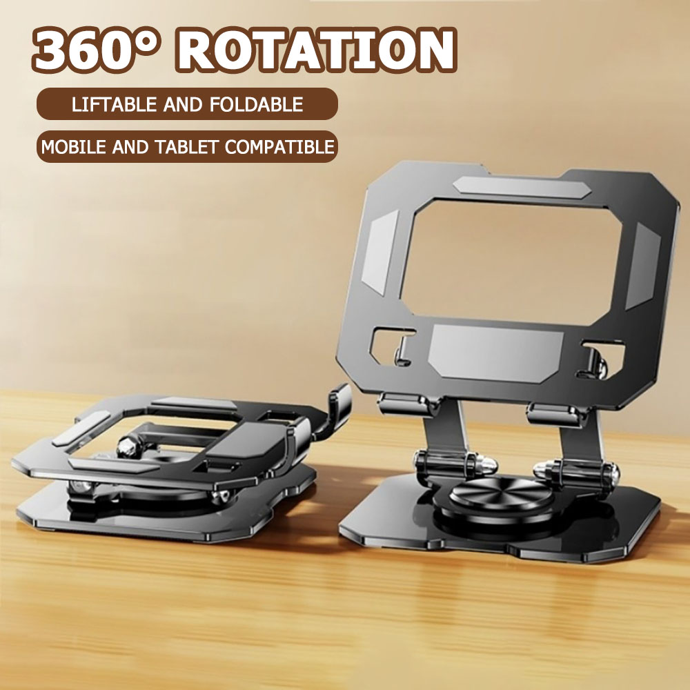 Phone Accessories Online - 360度回転タブレット電話スタンド調節可能なデスクホルダー折りたたみ式昇降式デスクトップキックスタンド滑り止め大型スクリーンタブレット対応