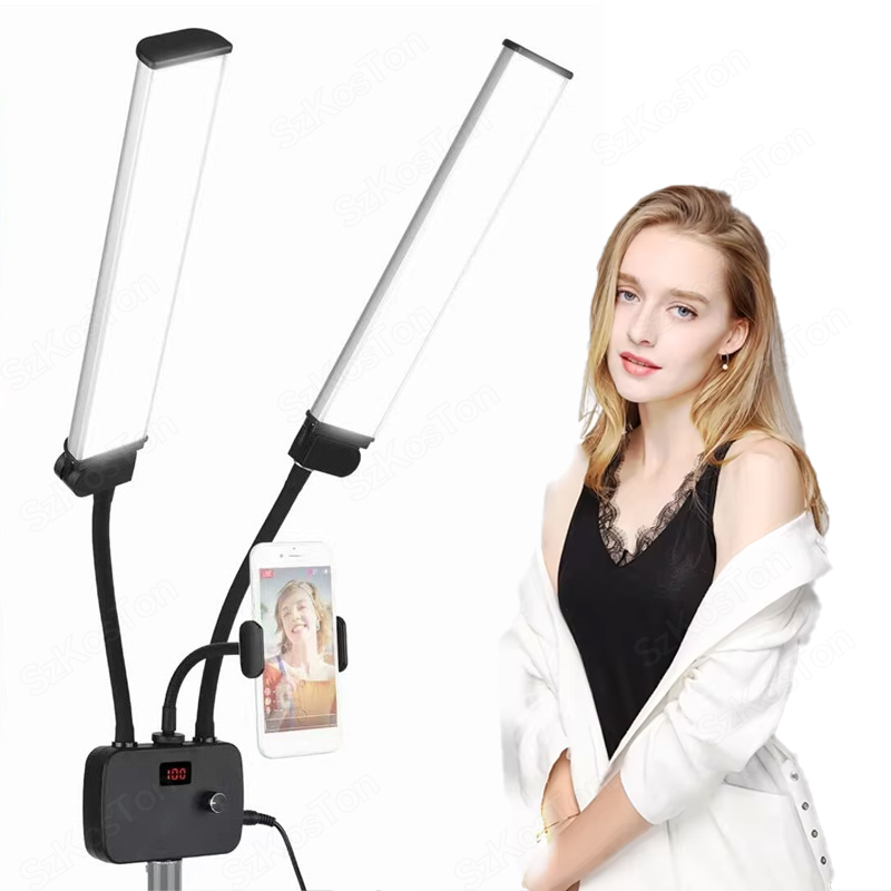 Led Strip Selfie - 写真スタジオ用のダブルアームLEDライト,長いストリップライト,ライブブロードキャスト,Tiktokストリーム,自撮り,ビデオ,45W