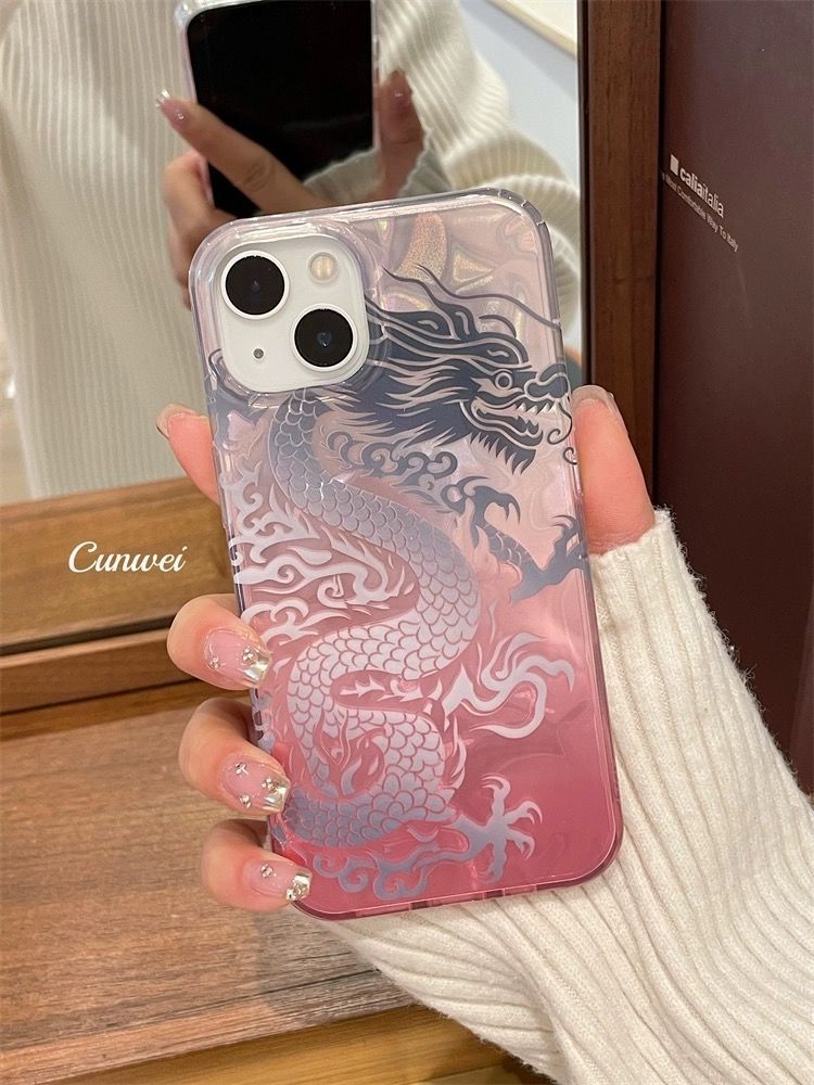 ピンクグラデーション中国龍柄スマホケース iPhone 17 - Phone Accessories China のレビューと価格