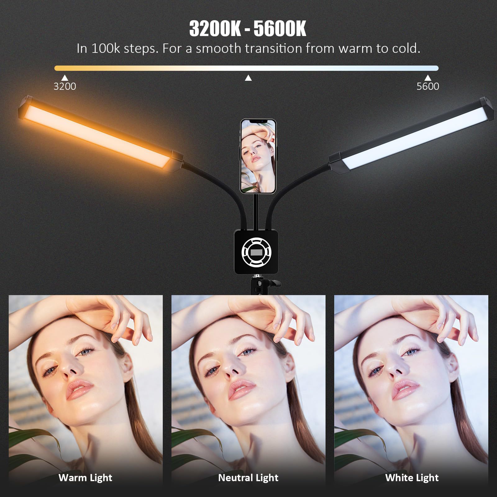 50WダブルアームLEDフィルライト写真スタジオロングストリ - Led Strip Selfie のレビューと価格