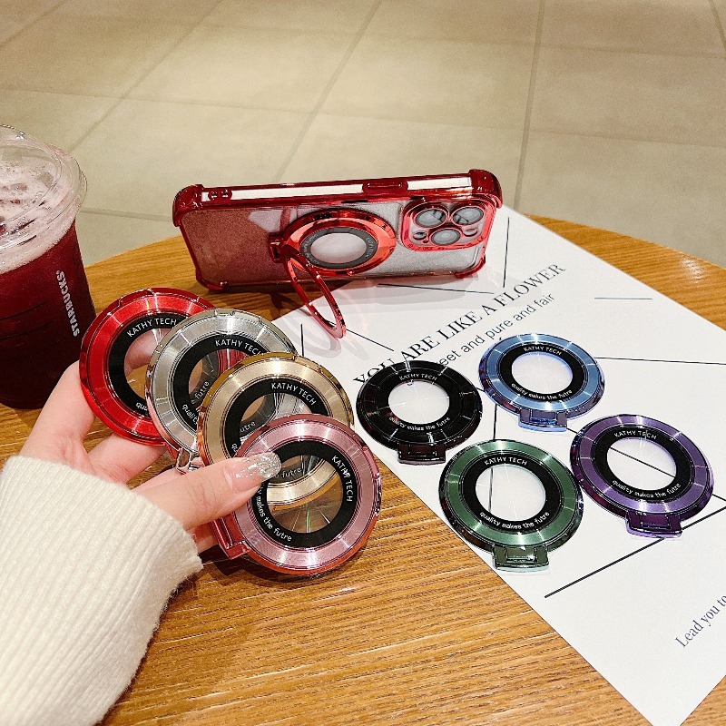 マグネット式ブラケットリングスタンド付き高級メッキ仕上げスマ - Phone Accessories Online のレビューと価格