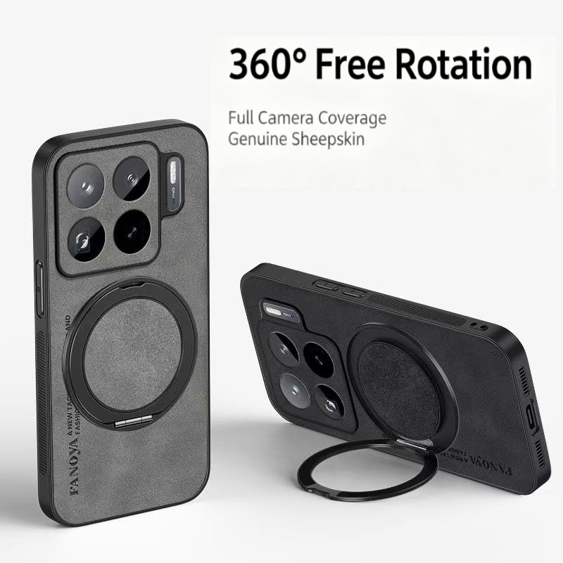 羊革PUレザー製マグネット式360度回転スマホケース °   - Phone Accessories Ring Holder のレビューと価格